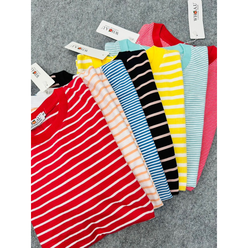 Áo Thun Sọc Nữ Cổ Tròn Tay Ngắn Whoau