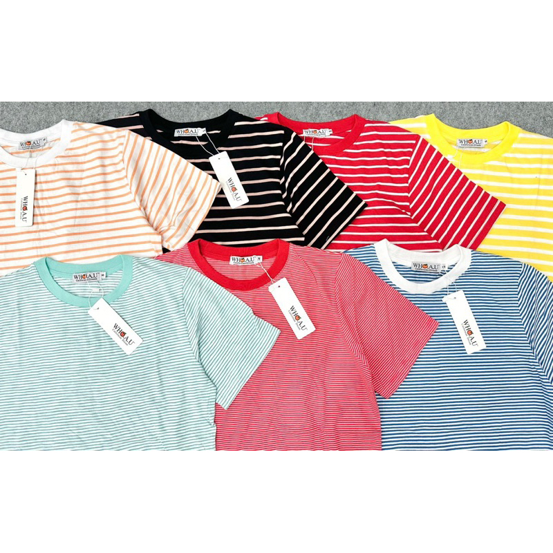 Áo Thun Sọc Nữ Cổ Tròn Tay Ngắn Whoau