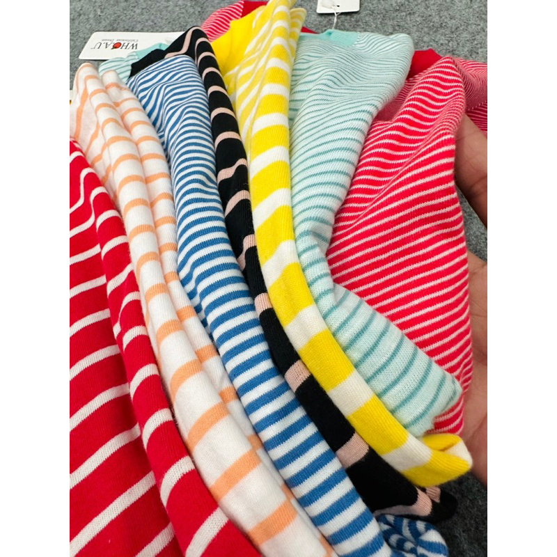 Áo Thun Sọc Nữ Cổ Tròn Tay Ngắn Whoau