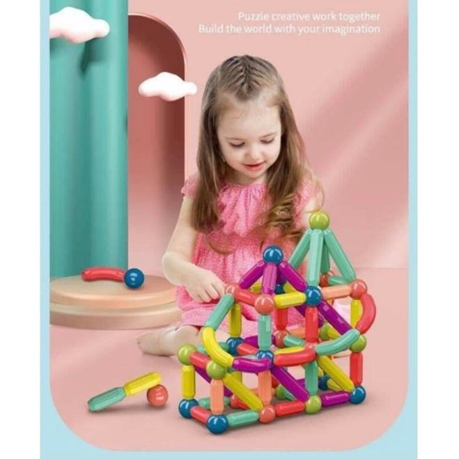 Đồ Chơi Xếp Hình Nam Châm Hút Xoay 360 Độ -Ghép Hình Khối Đa Dạng 64 Chi Tiết An Toàn Cho Bé Bống Shop 36