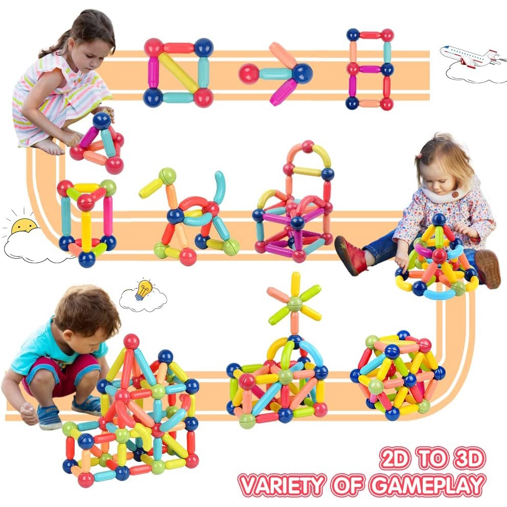 Đồ Chơi Xếp Hình Nam Châm Hút Xoay 360 Độ -Ghép Hình Khối Đa Dạng 64 Chi Tiết An Toàn Cho Bé Bống Shop 36