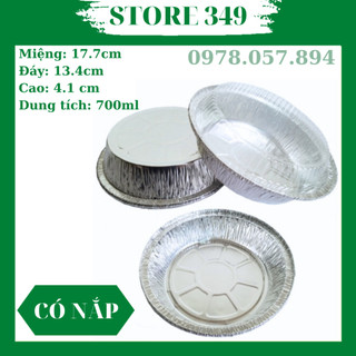 50 khay giấy bạc tròn có nắp 18cm