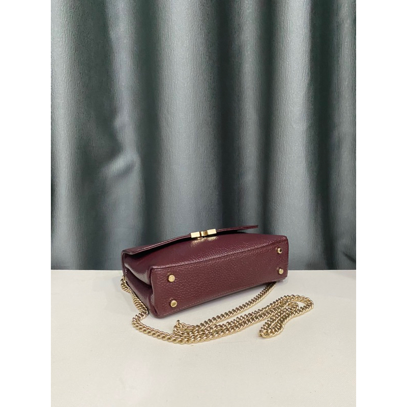 Túi si hiệu METROCITY của Ý dáng đeo chéo da bò hạt