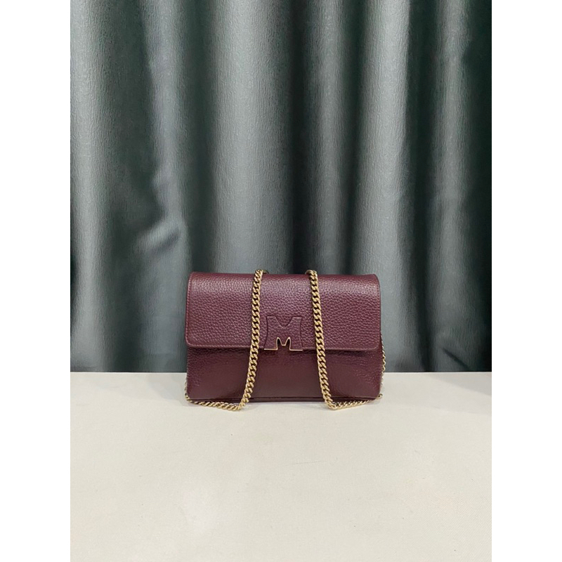 Túi si hiệu METROCITY của Ý dáng đeo chéo da bò hạt