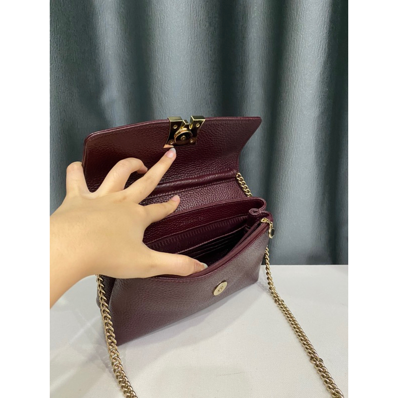 Túi si hiệu METROCITY của Ý dáng đeo chéo da bò hạt