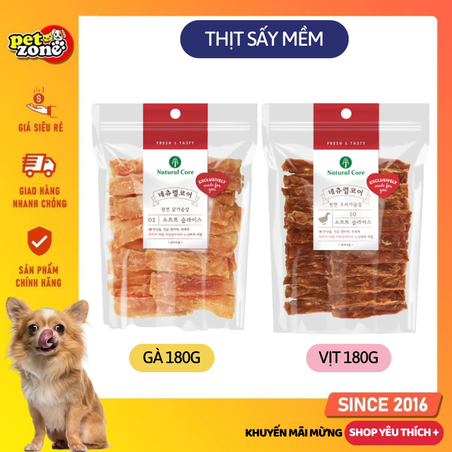 Thịt sấy mềm cho chó Natural Core 180g (Date xa)