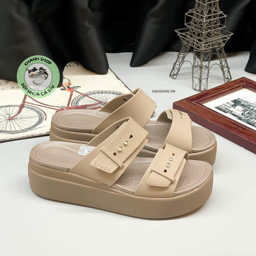 DÉP ĐẾ XUỒNG CROSS BLOOKLYN MID WEDGE VERSION 2 NEW Màu NÂU TRƠN