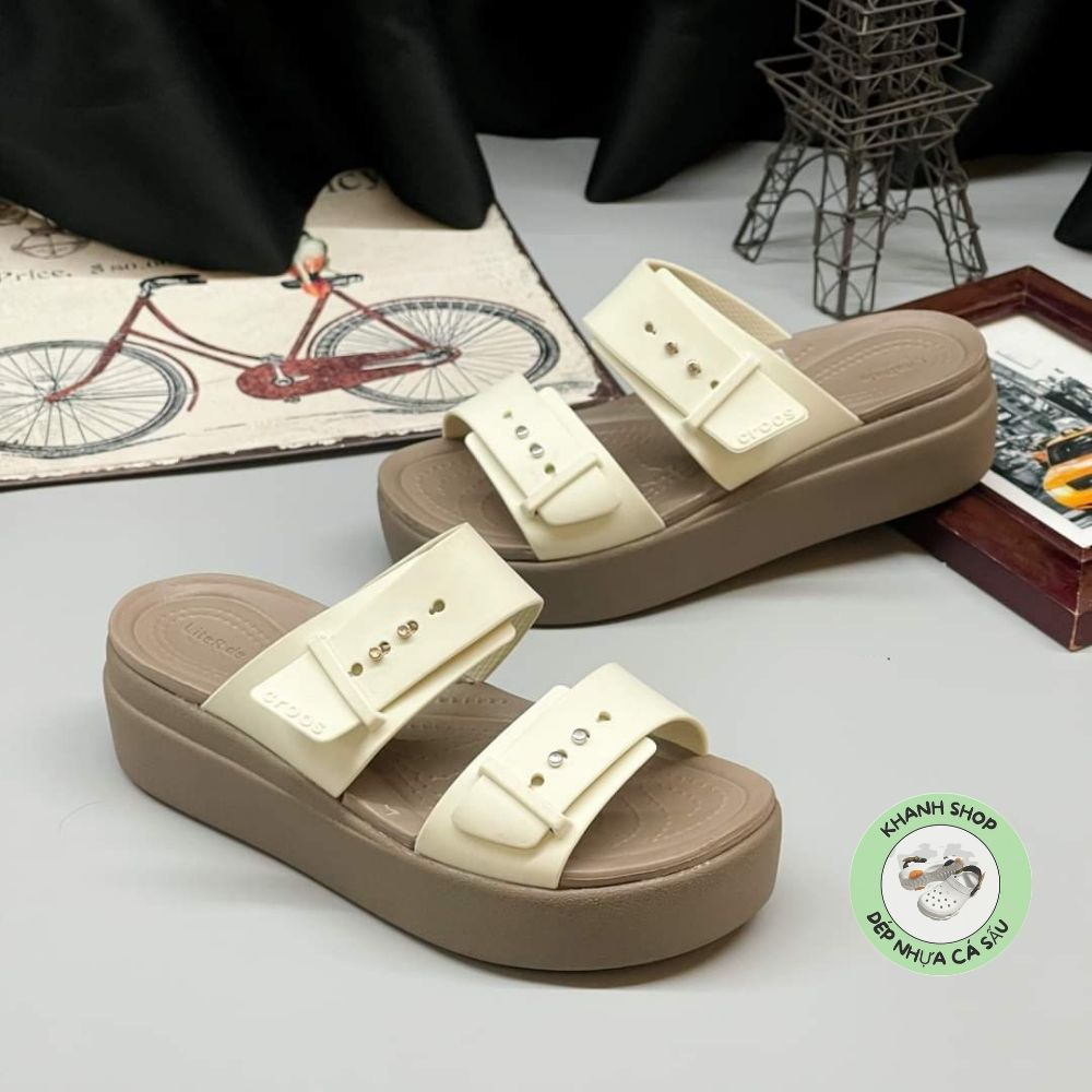 DÉP ĐẾ XUỒNG CROSS BLOOKLYN MID WEDGE VERSION 2 NEW Màu trắng CHO NỮ êm, nhẹ , thoáng