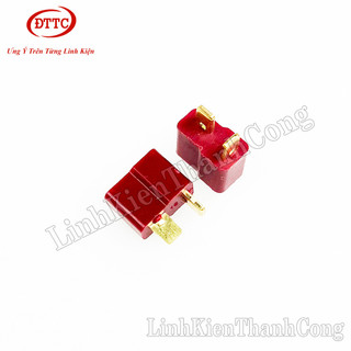 Jack cắm dc chữ t cái màu đỏ mạ vàng