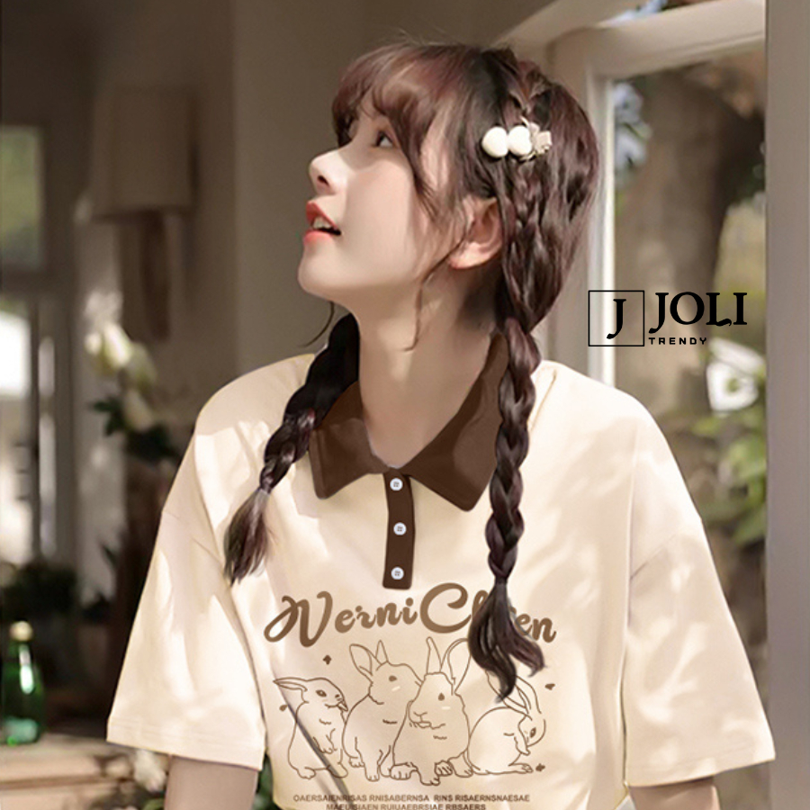 Áo Polo Nữ, Polo Unisex By JOLI PL Verni Chten Màu Form Rộng Tay Lỡ Cho Nam Nữ | BigBuy360 - bigbuy360.vn