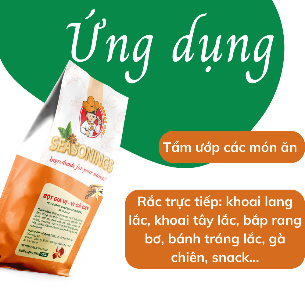 Bột Gia Vị Gà Cay Hot & Spicy Chicken Seasoning Orange Chef - Nguyên liệu nhập khẩu Hàn Quốc