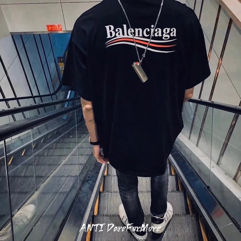 Áo thun - Balenciaga - BLCG màu black Basic logo