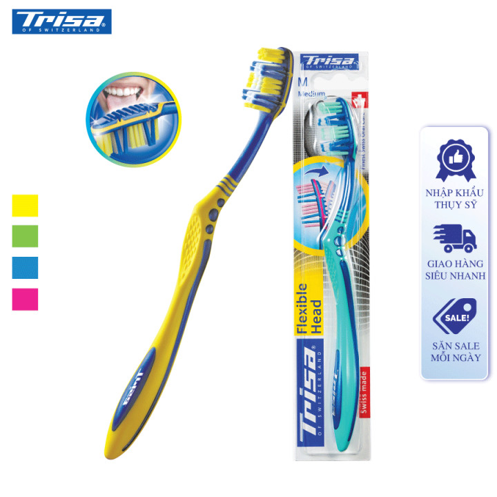 BÀN CHẢI - TRISA Flexible Head Hard, Medium ,Soft xuất xứ Thụy Sĩ