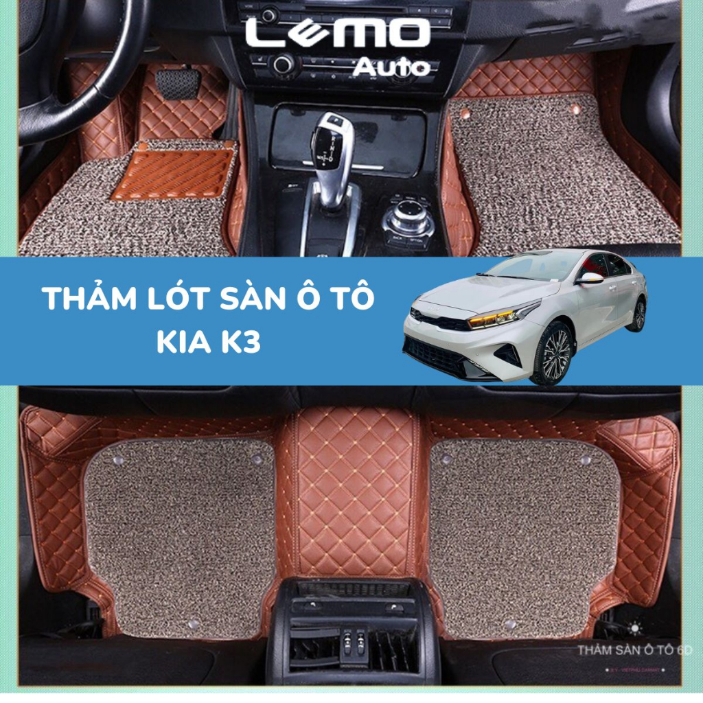 Thảm lót sàn ô tô Nano 2 chỉ Kia K3 đời 2009-2012 2013-2018;2019-2023 trải kín sàn xe chống nước an toàn bảo hành 3 năm