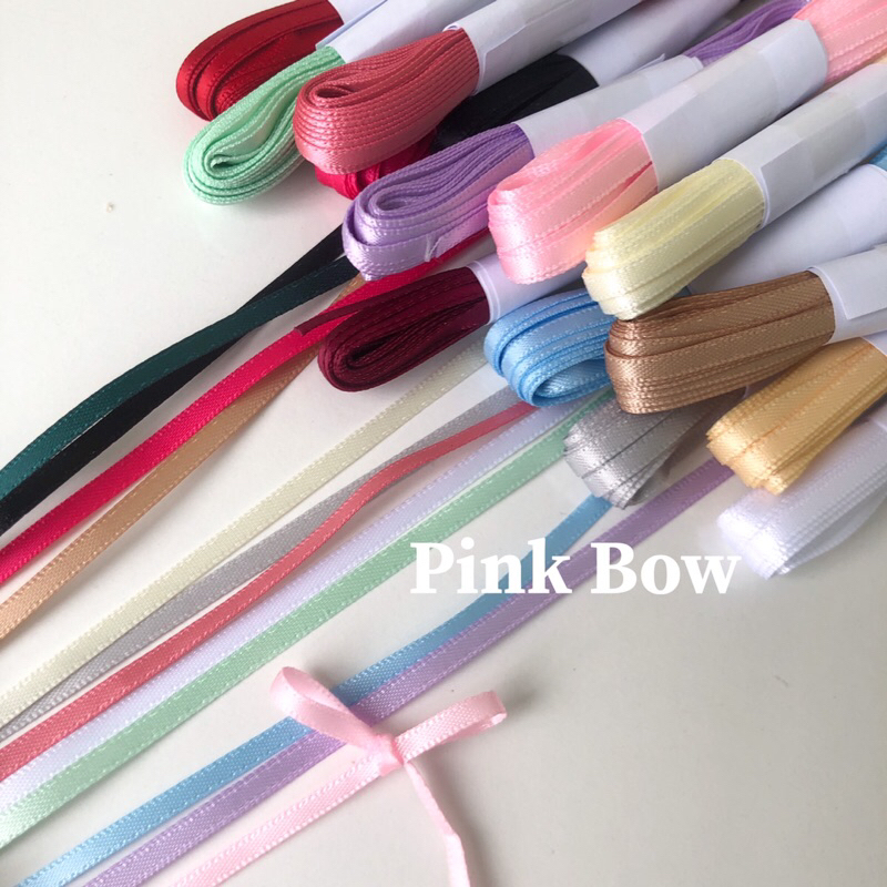 (Cuộn 5M) Dây ruy băng SATIN trơn 0,3cm/3mm/3ly đủ màu dùng để Gói quà/ Buộc tóc/ Cột hoa dây treo trang trí tiệc tùng