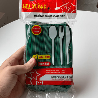 1.000 muỗng nhựa 15cm màu xanh losupply - muỗng nhựa xanh dùng một lần dùng để trà sữa, ăn cơm, ăn chè - 10 bịch 1000 cá