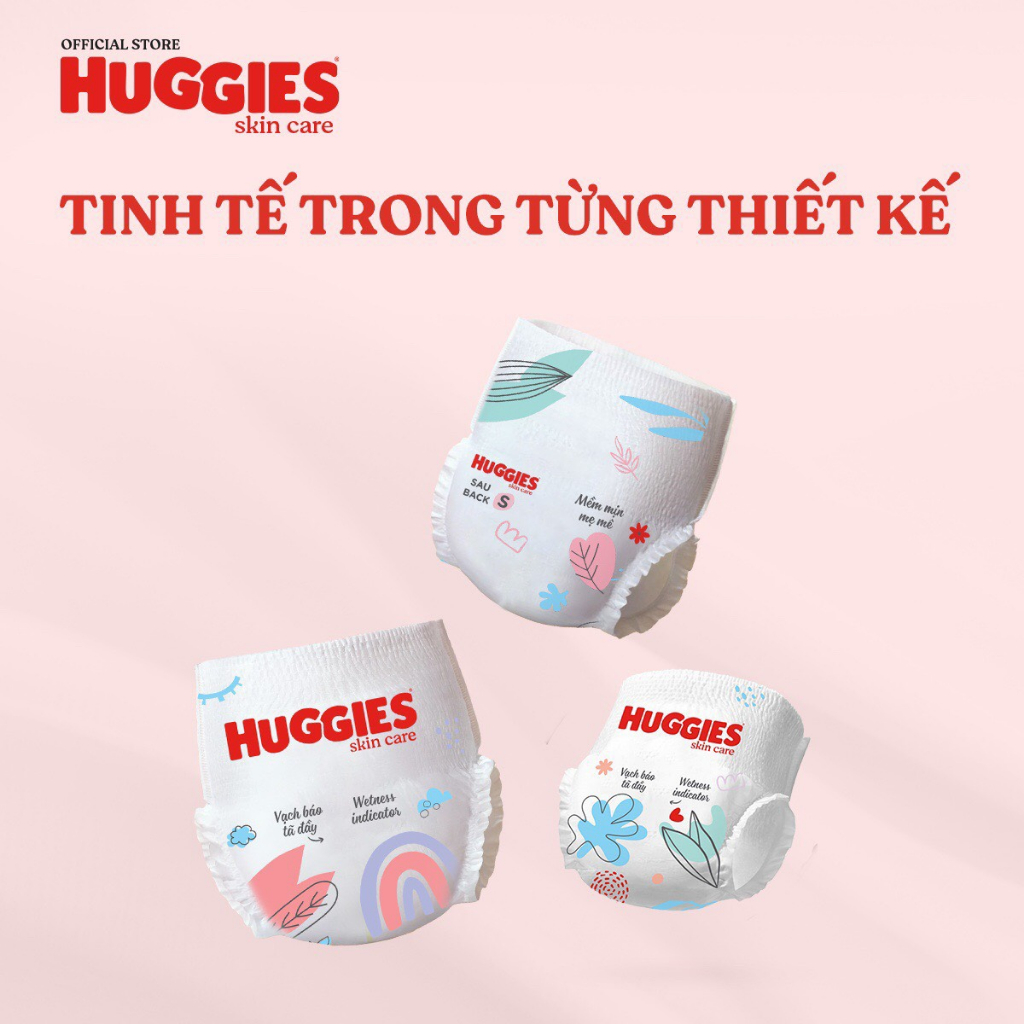 Bỉm dán/quần Huggies Skin Care Tràm Trà Mega Jumbo Skin care mỏng 2mm phiên bản mùa hè