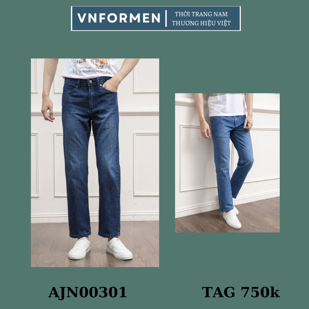 Quần jeans nam, bò nam Aristino 100% cotton form suông vừa   -AJN00301