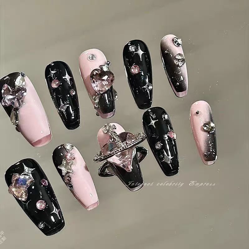 Charm tim đá khối to nail ,charm tim hành tinh uro nail mới