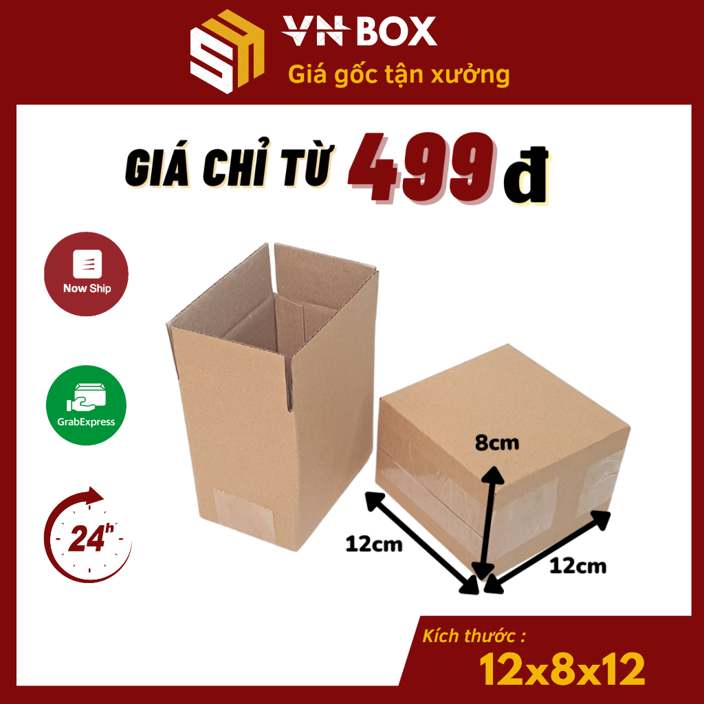 12x8x12 Hộp carton đóng hàng size nhỏ, thùng cod đóng hàng - VN Box