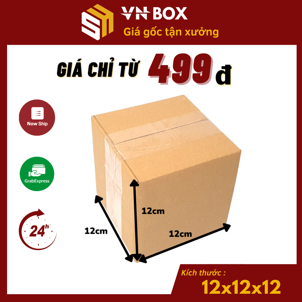 12x12x12 Combo 100 Hộp carton đóng hàng, hộp giấy đóng hàng đựng mỹ phẩm, phụ kiện - VN Box