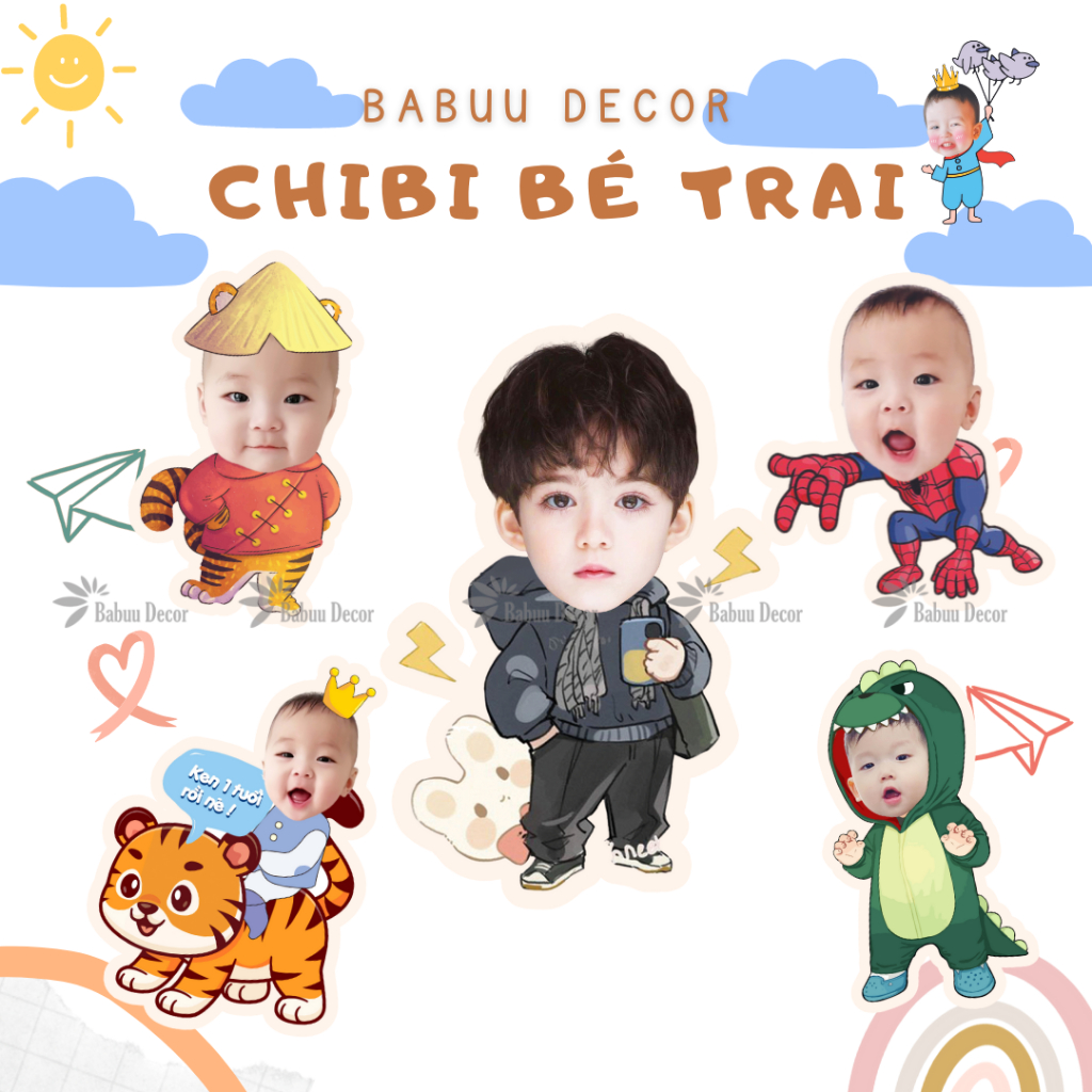 Chibi Sinh Nhật Bé Trai Babuudecor