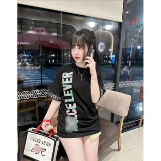 Áo thun DOL ánh gương chữ dọc viền tay H2A876