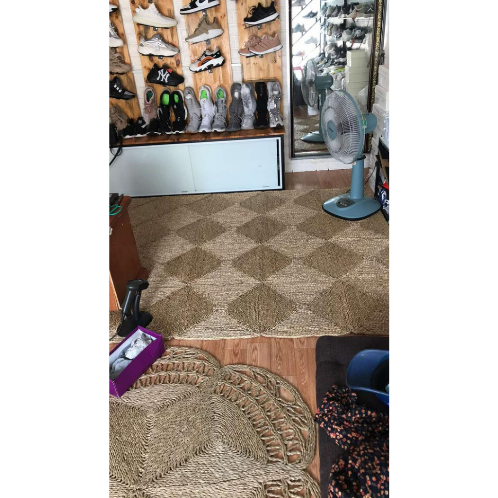 Thảm Cói Trải Sàn Hình Chữ Nhật Trang Trí Decor Nhà Cửa Chụp Ảnh Cực Xinh Kích Thước 1m5 x 1m5