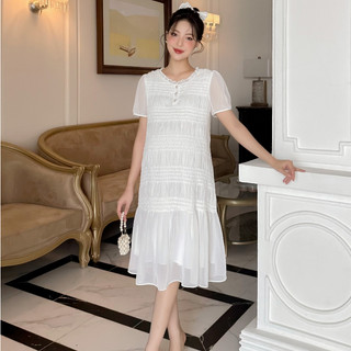 MEDYLA - Váy bầu mùa hè tơ ren lót lụa đầm bầu dự tiệc thiết kế cho bầu đi chơi du lịch - VTX1443
