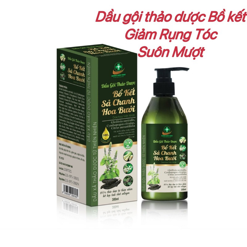 Dầu Gội Thảo Dược Bồ Kết Sả Chanh Hoa Bưởi Daichiso Việt Nhật lọ 300ml