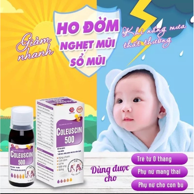SIRO HO CẢM COLEUSCIN. GIẢI CẢM, GIẢM HO, TIÊU ĐỜM. AN TOÀN CHO TRẺ SƠ SINH, PHỤ NỮ CÓ THAI.