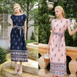 Lialili.studio | đầm cotton xô hoạ tiết thắt eo