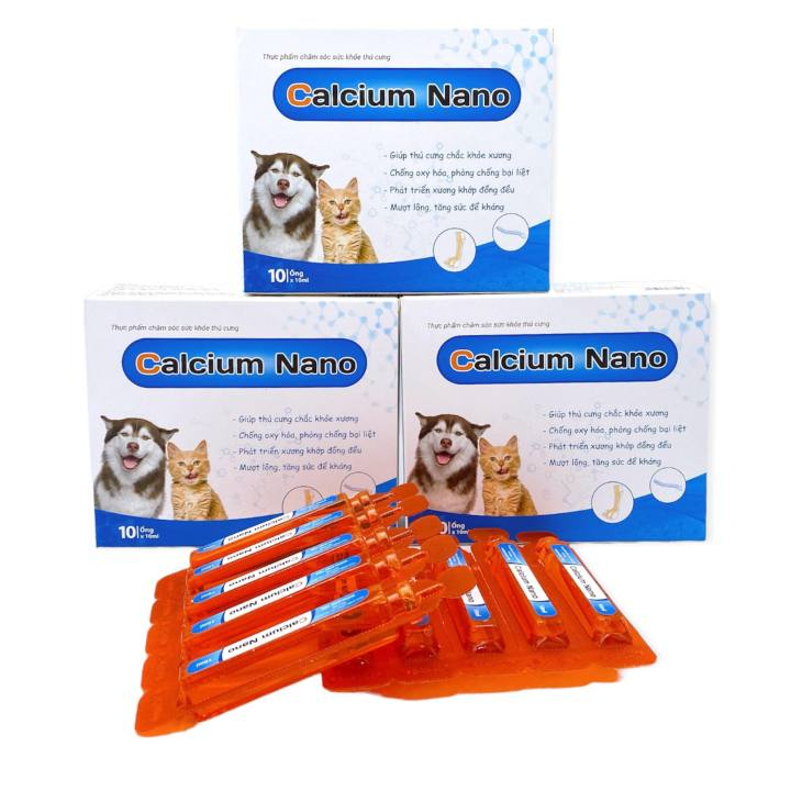 Bổ sung canxi cho chó mèo Calcium Nano ống 10ml - Hỗ trợ Phòng bại liệt và hạ bàn, chống loãng xương cho thú cưng