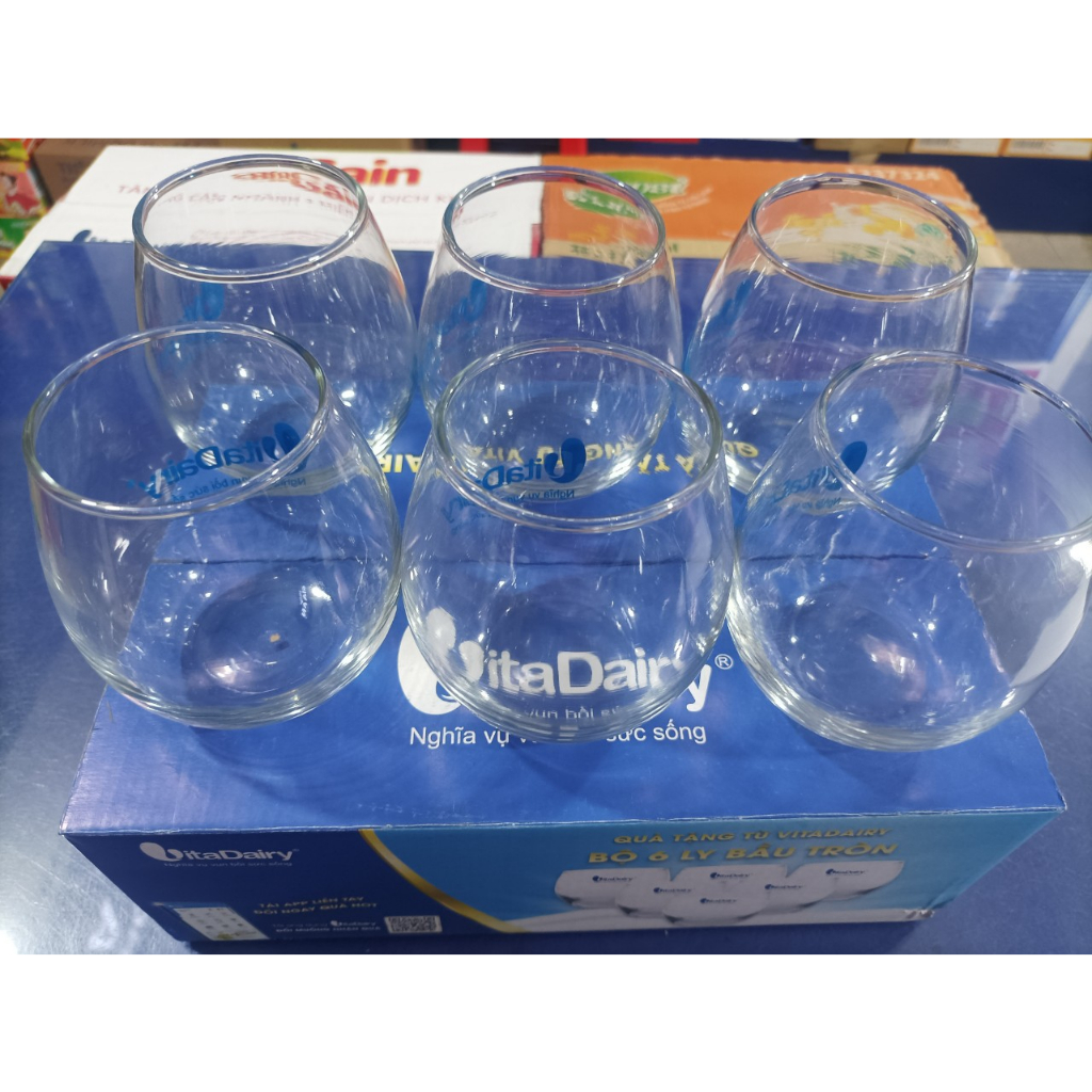 Bộ 6 ly thủy tinh bầu tròn cao cấp