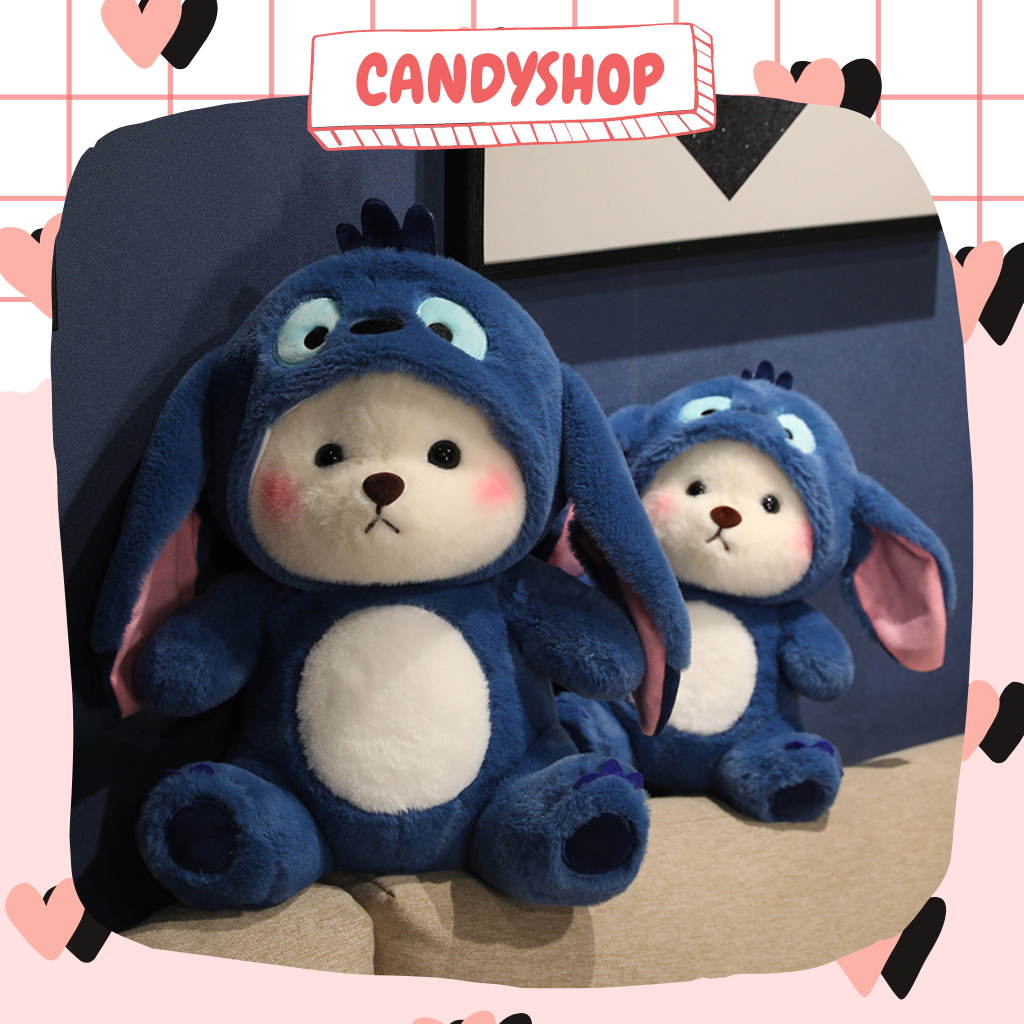 Gấu bông Lena cosplay Stitch Xanh tai dài Thú nhồi bông đáng yêu siêu to quà tặng hàng chính hãng (h