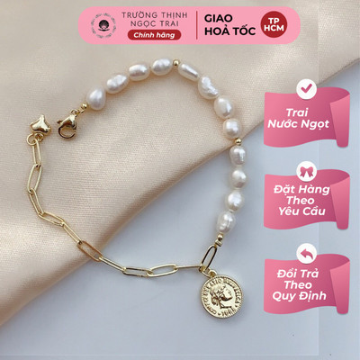 Vòng Tay Titan Mix Ngọc Trai Charm Đồng Xu - Ngọc Trai Trường Thịnh