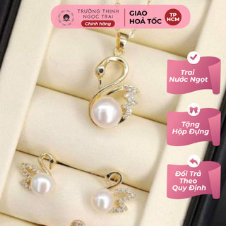 Bộ trang sức bạc s925 hình thiên nga đính ngọc trai 8ly - ngọc trai trường thịnh