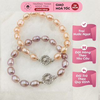 Vòng tay ngọc trai 8ly mix bi bạc khóa bạc lắc tay hạt trai nước ngọt - ngọc trai trường thịnh