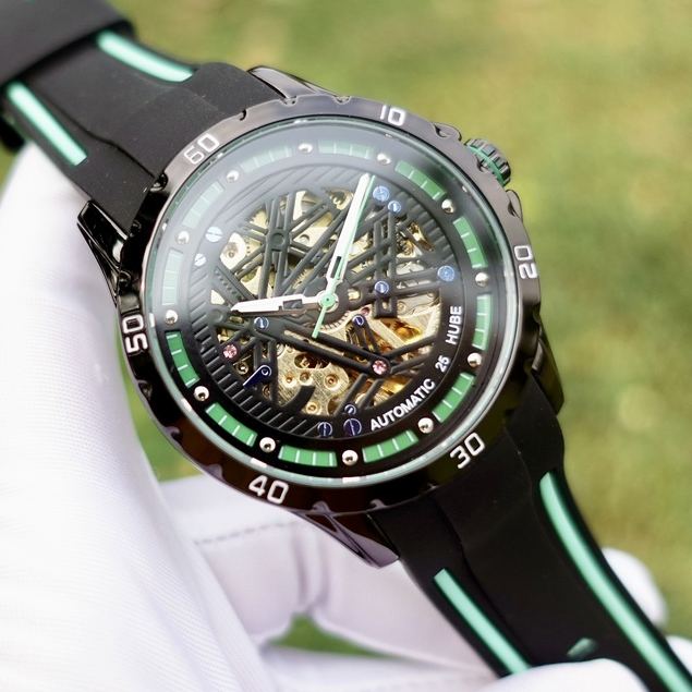 Đồng hồ cơ lộ máy HUBE Automatic MẪU MỞI - Phiên bản thể thao máy Nhật xịn CHỐNG NƯỚC, Bảo hành 12 tháng