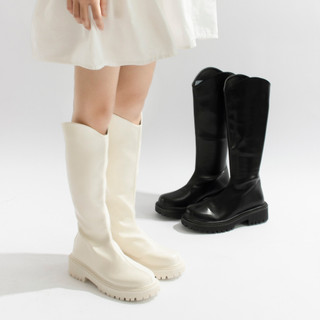 Boots cổ gối vát trơn có khóa kéo cc40, boot chiến binh cổ cao, giày bốt nữ cổ cao cc40 - tiệm giày boot