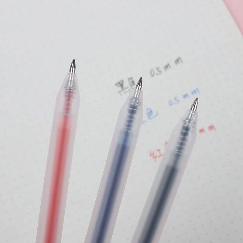 Bút bi bấm lò xo Pkbeoshop viết gel màu xanh đen đỏ ngòi đạn 0.5mm viết trơn ra mực đều dùng cho học sinh văn phòng B21