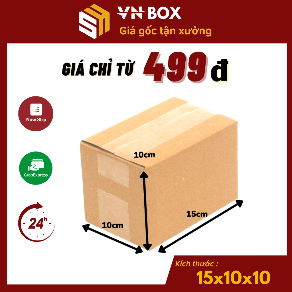 15x10x10 Combo 100 Hộp Carton đóng hàng giá rẻ - VN Box