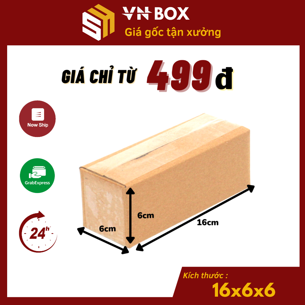 16x6x6 Combo 10 Hộp carton đóng hàng, thùng cod gói hàng - VN Box