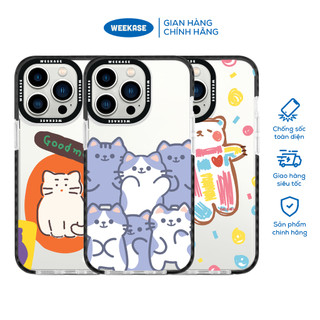Ốp lưng iPhone viền trắng, đen chống sốc chống va đập Weekase in hình động vật hoạt hình đáng yêu - Màu in cực bền