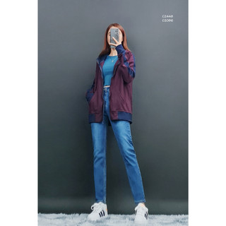 C2448 & c2449 - 	áo khoác nỉ xuất, có nón, phối sọc màu tay