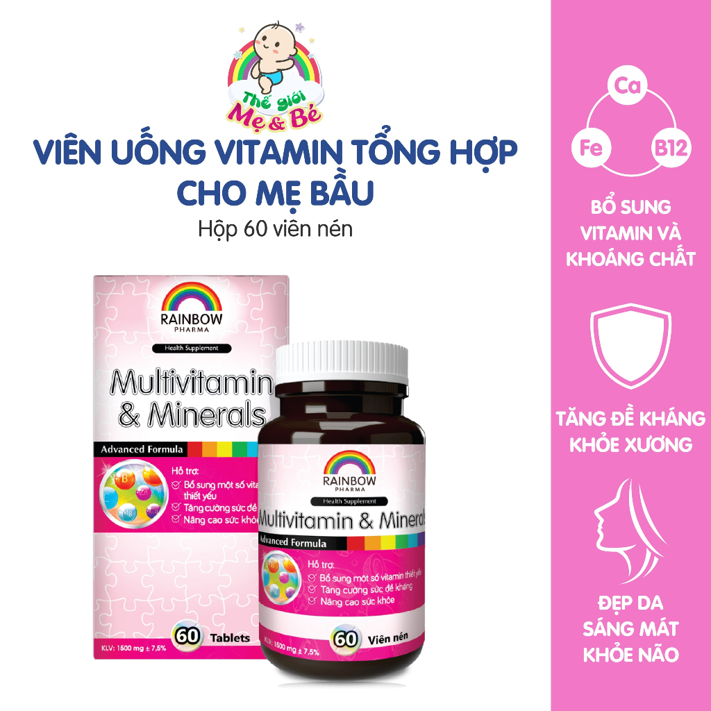 Viên uống vitamin tổng hợp Multivitamin - tăng đề kháng, bổ sung dinh dưỡng cho mẹ bầu (Hộp 60v)