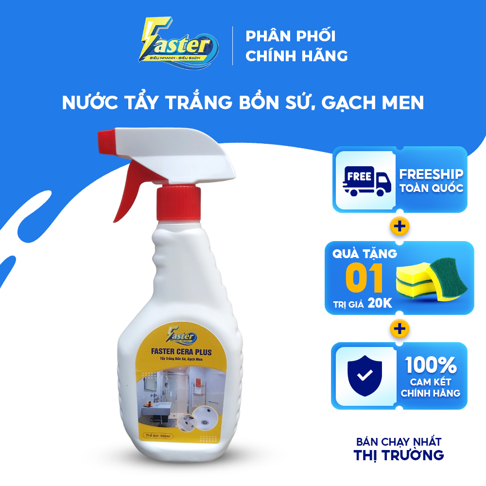 Chai Xịt Tẩy Gạch Men, Tẩy Trắng Bồn Sứ Ố Vàng, Sỉn Màu Lâu Ngày Faster Cera Plus 500ml