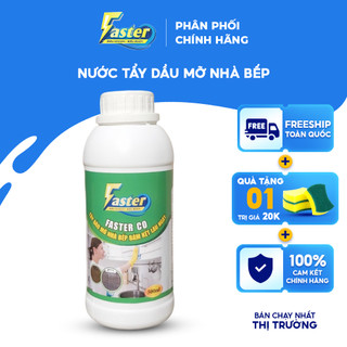 Chai lớn nước tẩy dầu mỡ nhà bếp, siêu tẩy dầu mỡ lâu ngày faster co plus