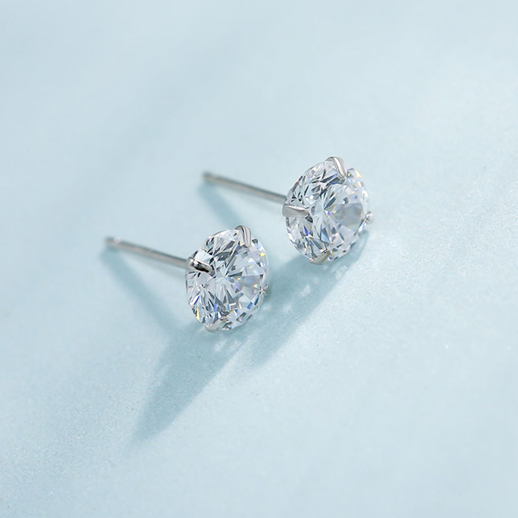 Bông tai bạc nữ nụ đá nhiều size lấp lánh nhỏ xinh đính đá zircon đơn giản cá tính XB-B48 - Bảo Ngọc Jewelry