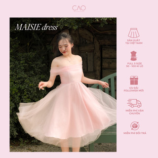  Đầm dự tiệc dạ hội maisie dress có bigsize váy nữ thiết kế ngực vuông tay xốp caocaobycaochen 3 màu đen trắng hồng 
